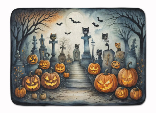 Cat Cemetery Spooky Halloween Memory Foam Kitchen Mat WEM Support (www.WEM.support)