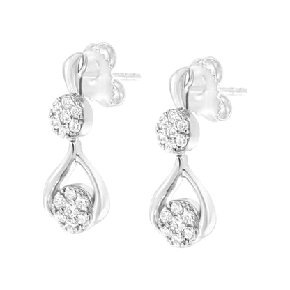 Boucles d'oreilles pendantes en argent sterling plaqué or blanc 10K avec diamants synthétiques de 1/2 carat cttw (Couleur F-G, Clarté VS2-SI1) WEM Support (www.WEM.support)