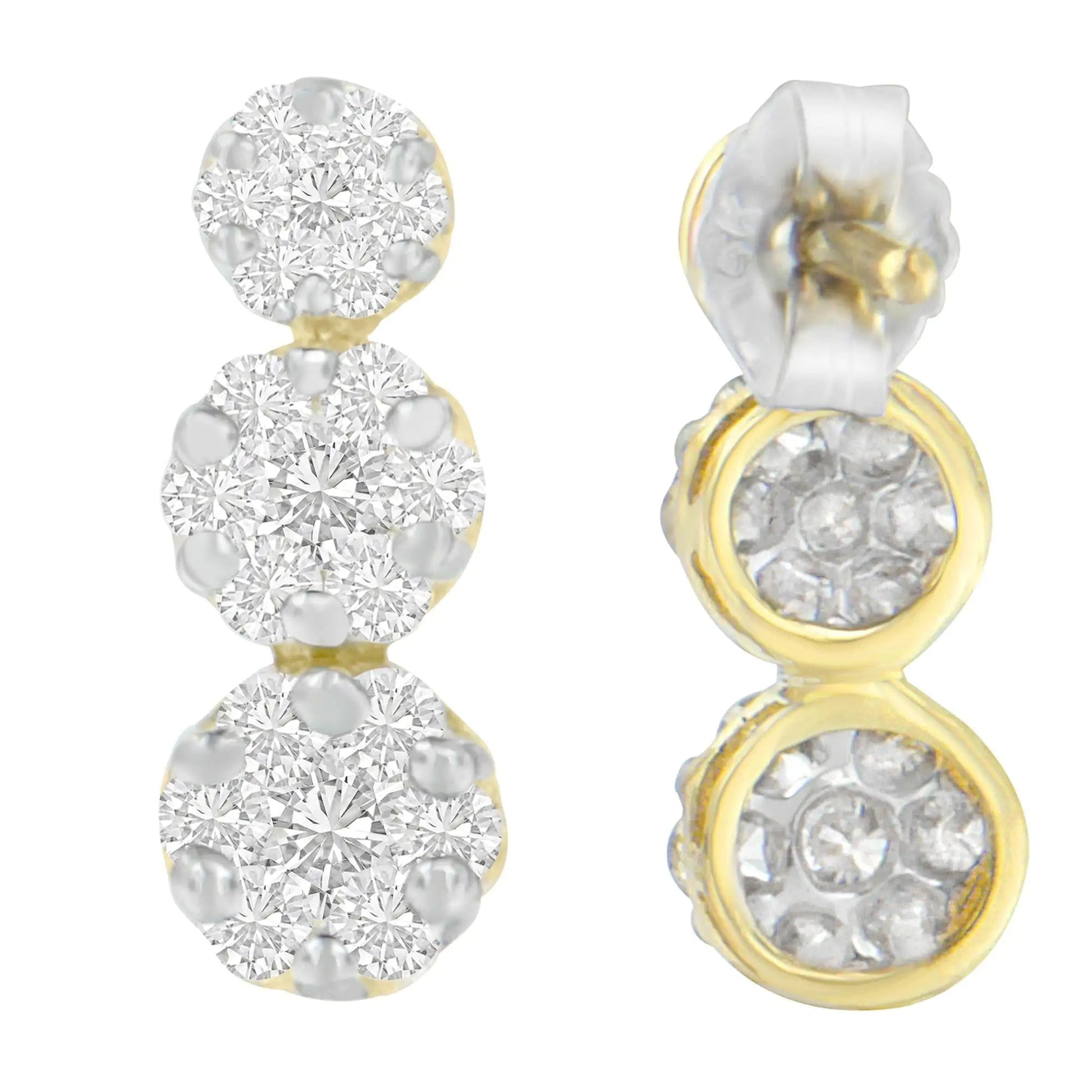 14K Yellow Gold 1 cttw Diamond Stud Earring (H-I, I1-I2) WEM Support (www.WEM.support)