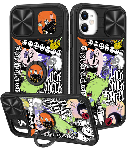 Joyleop (2in1 for iPhone 11 Case Cartoon Cute Cowby for Girls Pretty Women Teen Kids Girly Phone Covers Blue Pattern Design with Slide Camera Cover+Ring Holder for Apple 11 6.1”