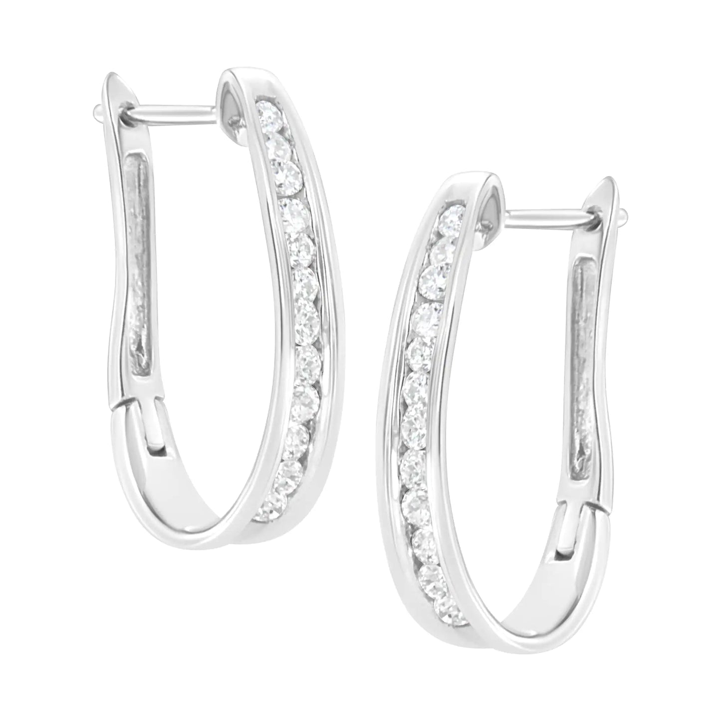 10k White Gold Plated Sterling Silver 1/2 cttw Lab Grown Diamond Hoop Earring (F-G Color, VS2-SI1 Clarity) WEM Support (www.WEM.support)