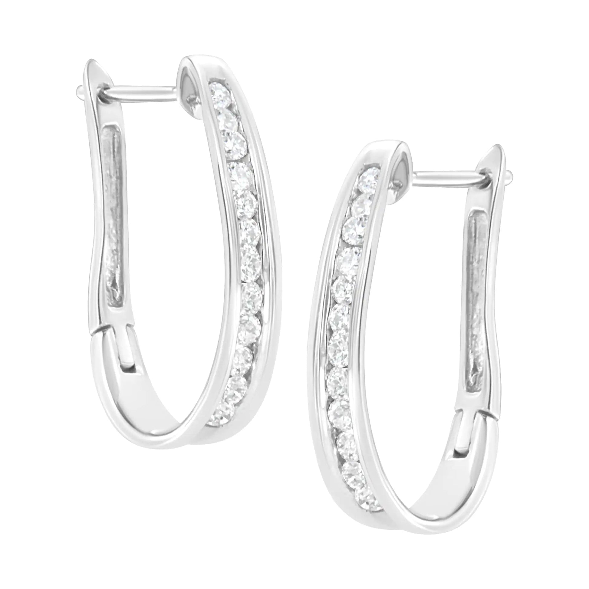 10k White Gold Plated Sterling Silver 1/2 cttw Lab Grown Diamond Hoop Earring (F-G Color, VS2-SI1 Clarity) WEM Support (www.WEM.support)