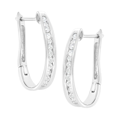 10k White Gold Plated Sterling Silver 1/2 cttw Lab Grown Diamond Hoop Earring (F-G Color, VS2-SI1 Clarity) WEM Support (www.WEM.support)