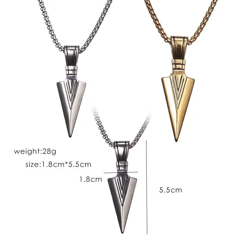Arrow Head Pendant Long Chain Necklaces WEM Support (www.WEM.support)