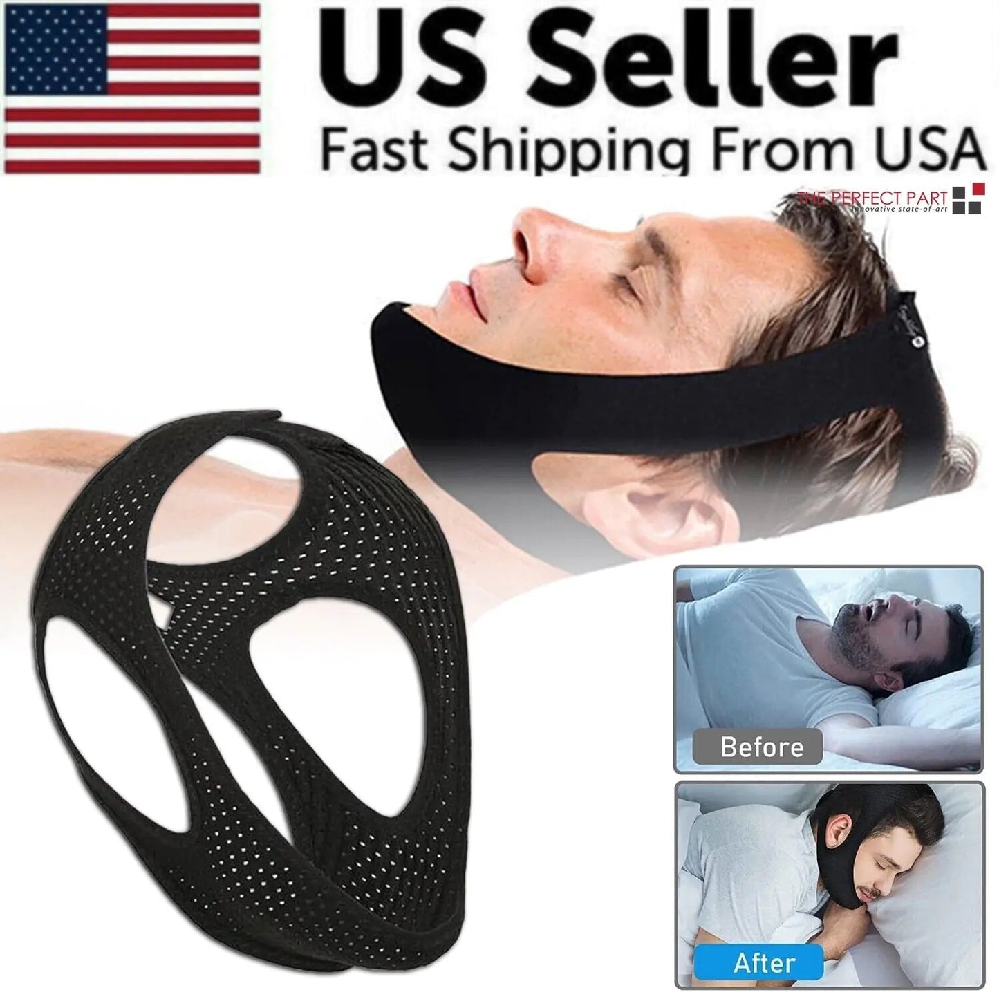 Anti Snoring Chin Strap Sleep Apnea Snore Stop Belt Snoreless Sleep Jaw Solution WEM Support (www.WEM.support)