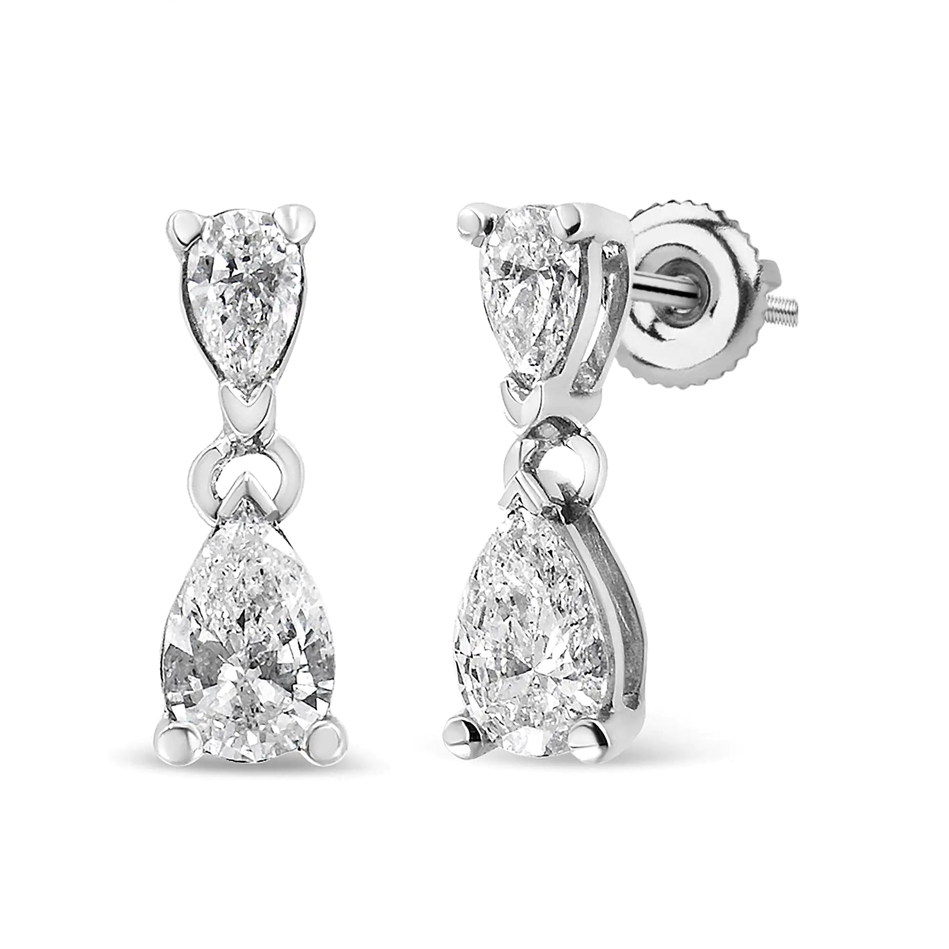 14K White Gold Pear Shape Lab Grown Diamond Dangle Stud Earrings (G-H Color, VS2-SI1 Clarity) WEM Support (www.WEM.support)