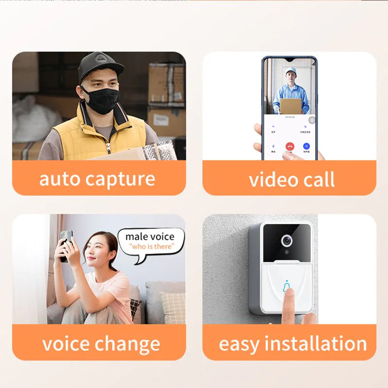 Wireless Security WiFi Smart Doorbell Intercom Video Camera Bell Chime Door Ring WEM Support (www.WEM.support)