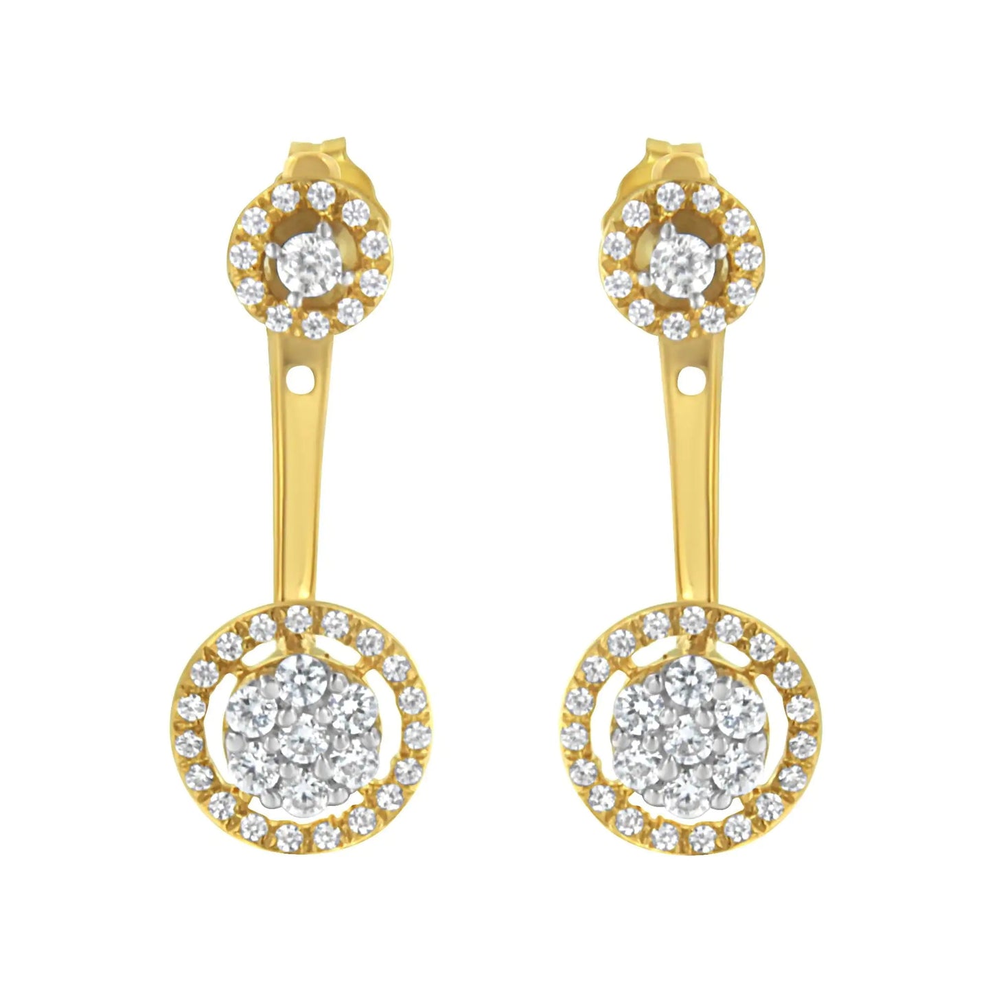 14K Yellow Gold Plated .925 Sterling Silver 5/8 Cttw Diamond Removable Stud and Dangle Earrings (I-J Color, I2-I3) WEM Support (www.WEM.support)