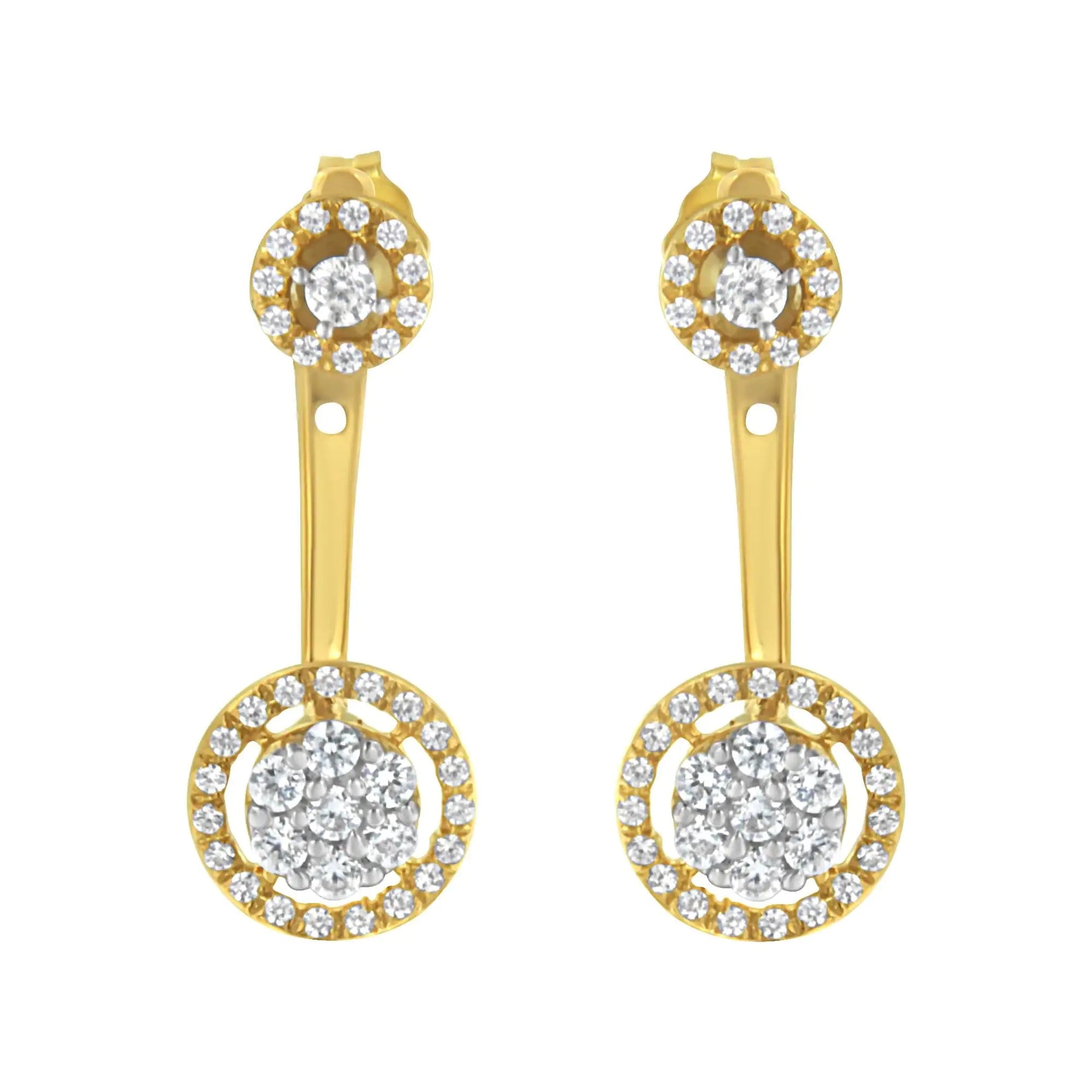 14K Yellow Gold Plated .925 Sterling Silver 5/8 Cttw Diamond Removable Stud and Dangle Earrings (I-J Color, I2-I3) WEM Support (www.WEM.support)
