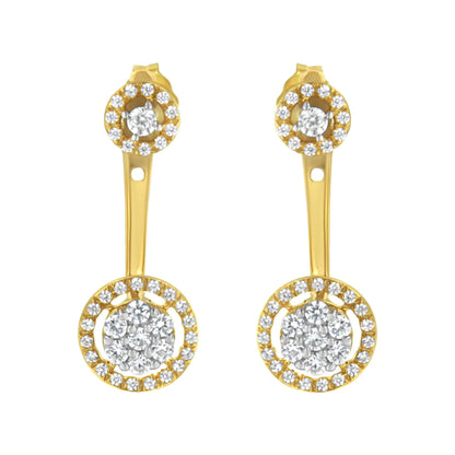 14K Yellow Gold Plated .925 Sterling Silver 5/8 Cttw Diamond Removable Stud and Dangle Earrings (I-J Color, I2-I3) WEM Support (www.WEM.support)