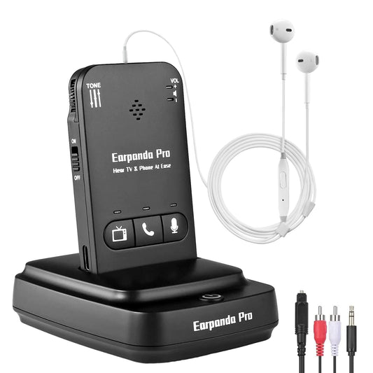 Auriculares Inalámbricos Earpanda Pro TV para Personas Mayores, Auriculares Inalámbricos para Ver Televisión y Llamadas Telefónicas - Control de Volumen Fuerte de TV Ajuste Separado de Oreja Izquierda/Derecha Alcance Largo de 100ft HejK.com