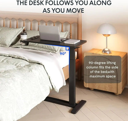 Standing Scroll Table With Hidden Wheels Side Table Height-adjustable Bed Table WEM Support (www.WEM.support)
