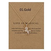 Gold Unicorn Pendant Necklace WEM Support (www.WEM.support)