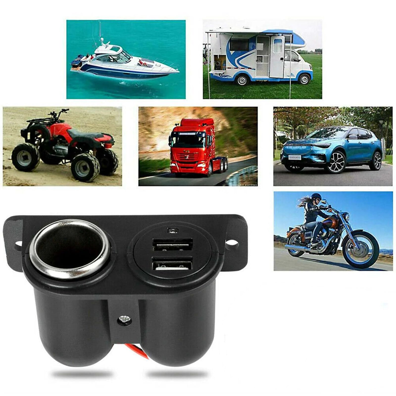 Car Cigarette Lighter Socket Splitter Dual USB Charger Power Adapter Outlet 12V WEM Support (www.WEM.support)