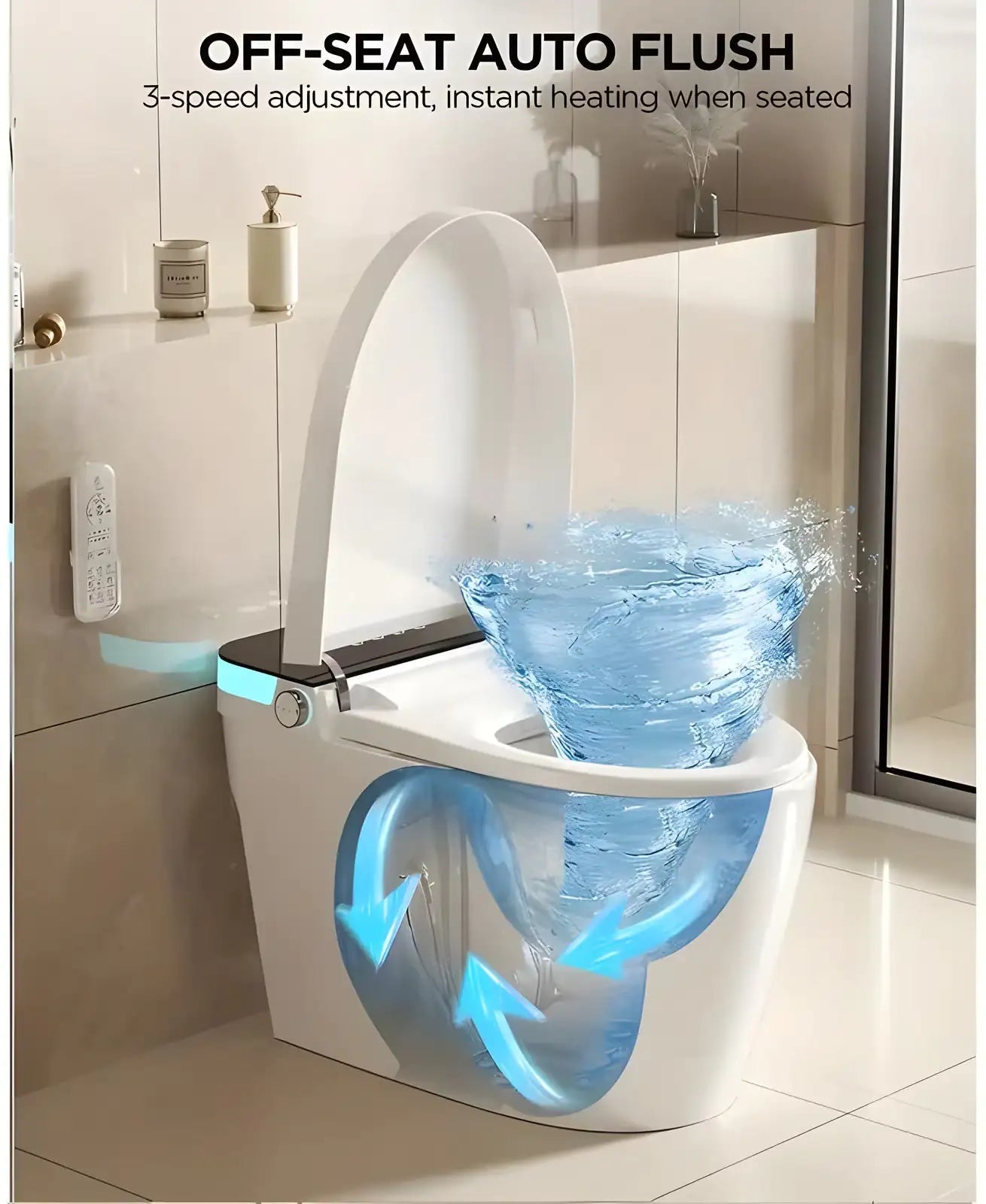 Smart Bidet Toilet For Bathrooms One Piece Toilet With Heated Bidet Seat,Foot Auto Sensor, Dual Flush, Tankless WEM Support (www.WEM.support)
