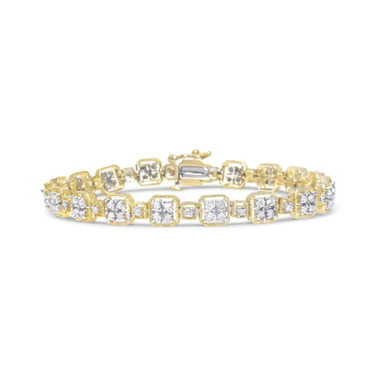 10K Yellow Gold 2.0 Cttw Diamond Square Link Bracelet (J-K Color, I2-I3 Clarity) - Size 7.25" WEM Support (www.WEM.support)