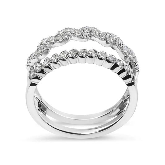 14k White Gold 1/2 Cttw Diamond Enhancer Wrap Ring Guard ( I-J Color, I2-I3 Clarity) WEM Support (www.WEM.support)