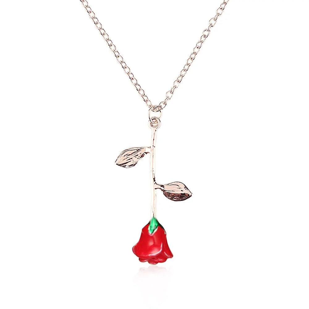 Red Rose Flower Necklace WEM Support (www.WEM.support)