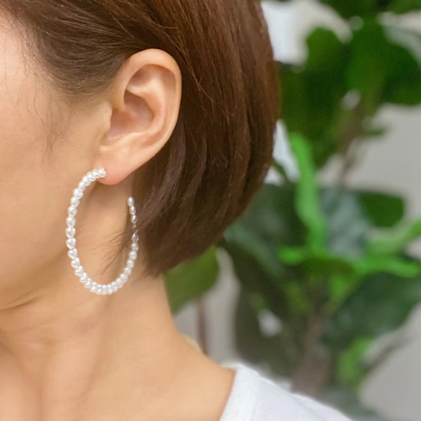 Heart Pearl Hoop Earrings WEM Support (www.WEM.support)