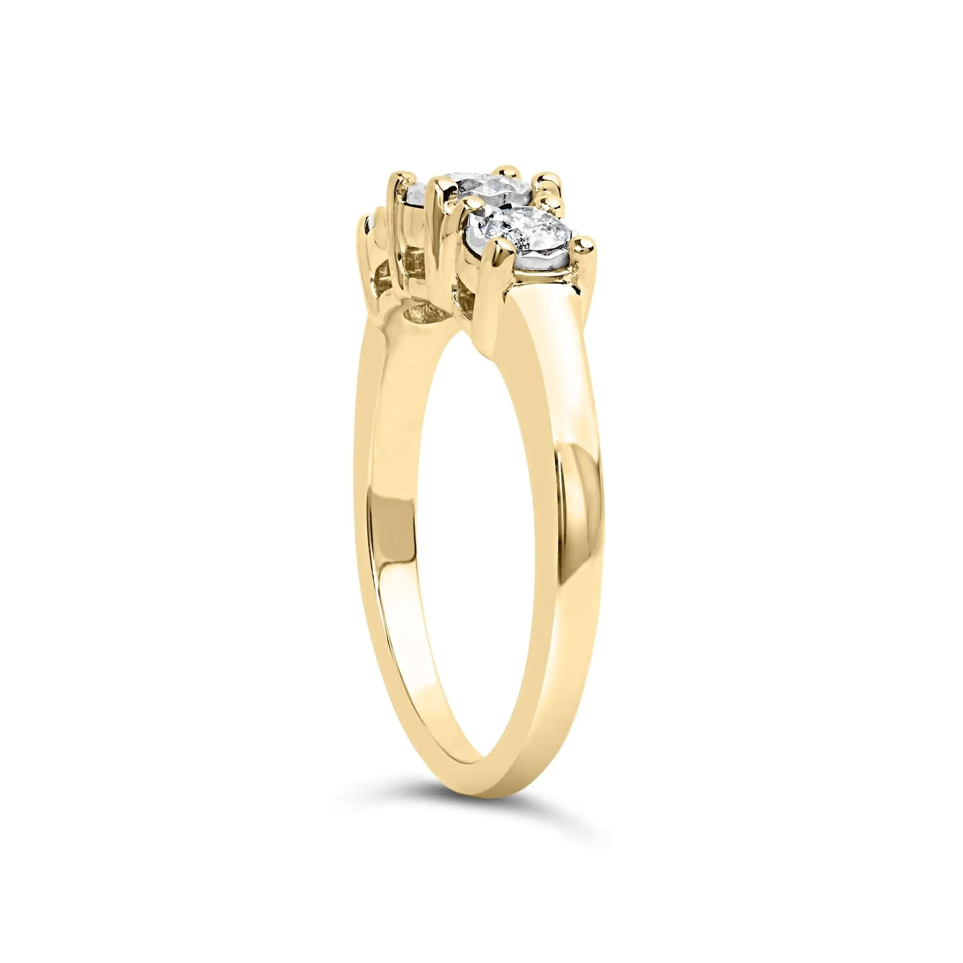 10K Yellow Gold 1/2 Cttw Miracle Set Round Diamond Three Stone Illusion Plate Ring (I-J Color, I2-I3 Clarity) WEM Support (www.WEM.support)
