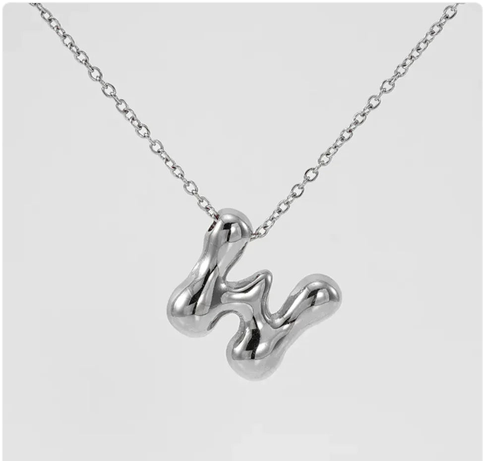 Women's Glossy Bubble Letter Pendant Necklace WEM Support (www.WEM.support)
