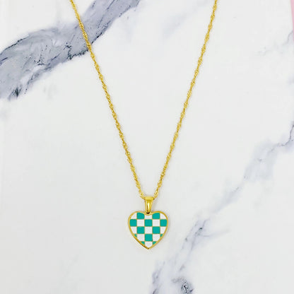 Checkered Heart Necklace WEM Support (www.WEM.support)
