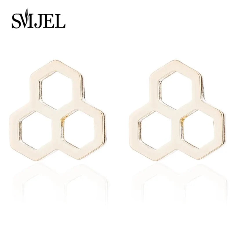 Triple Honeycomb Stud Earrings WEM Support (www.WEM.support)