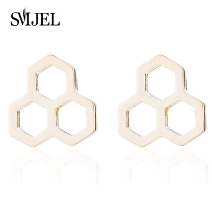Triple Honeycomb Stud Earrings WEM Support (www.WEM.support)