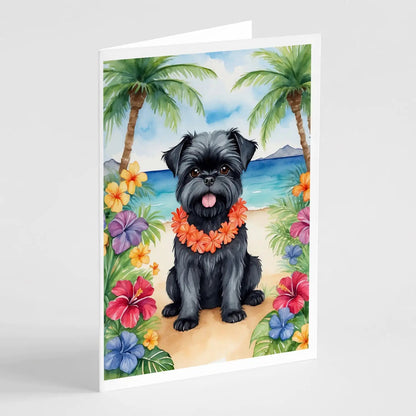 Affenpinscher Luau Greeting Cards Pack of 8 WEM Support (www.WEM.support)