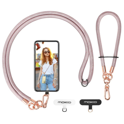 MoKo Crossbody Phone Lanyard, Adjustable Cell Phone Lanyard, Premium 8mm Thick Rope Mobile Phone Lanyard for iPhone, Samsung,and More | Phone Neck Strap×1, Wrist Strapx1, Lanyard Patch×2, Black HejK.com