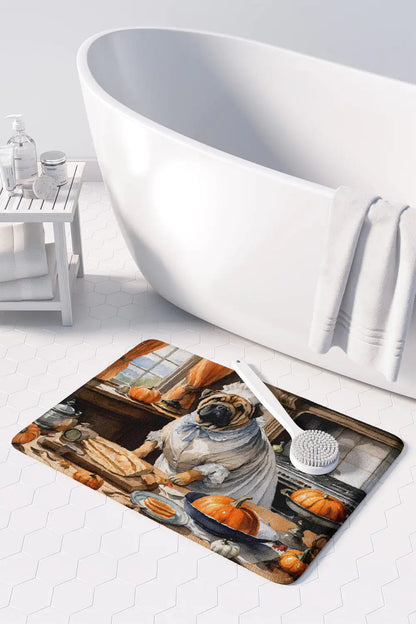 Shar Pei Fall Kitchen Pumpkins Memory Foam Kitchen Mat WEM Support (www.WEM.support)