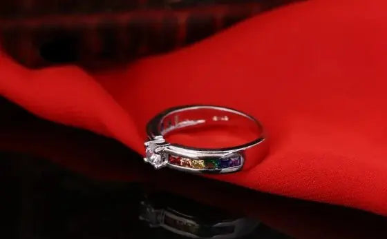Colorful Cubic Zirconia Women Engagement Ring WEM Support (www.WEM.support)