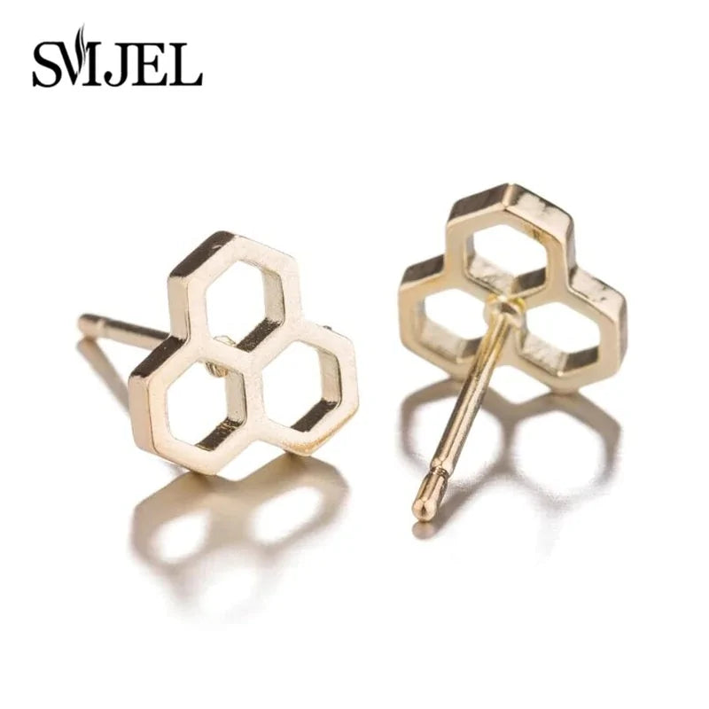 Triple Honeycomb Stud Earrings WEM Support (www.WEM.support)