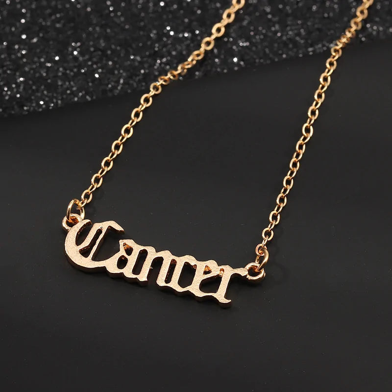 Retro Zodiac English Letter Alphabet Necklaces WEM Support (www.WEM.support)