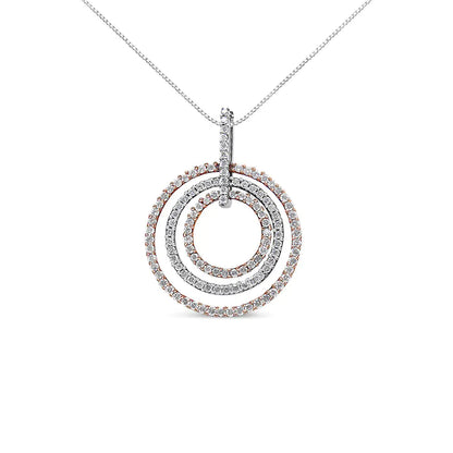 Two-Tone 14K Gold 1 cttw Round Cut Diamond Circle Loop Pendant Necklace (H-I, SI2-I1) WEM Support (www.WEM.support)