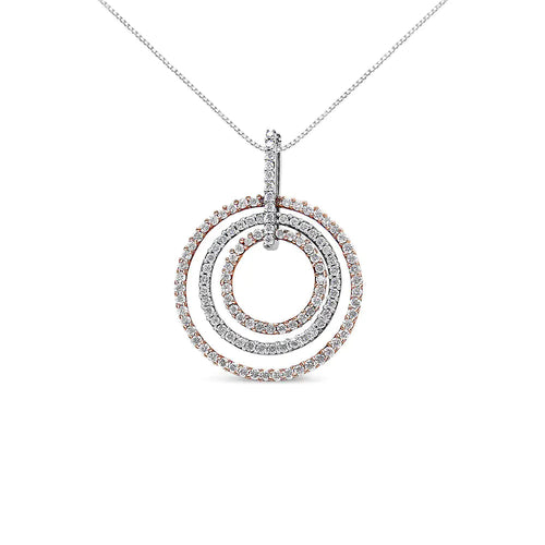 Two-Tone 14K Gold 1 cttw Round Cut Diamond Circle Loop Pendant Necklace (H-I, SI2-I1) WEM Support (www.WEM.support)