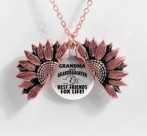 Sunflower Double-layer Lettering Necklace WEM Support (www.WEM.support)
