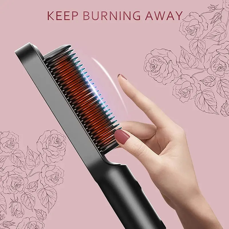 Professional Electric Hair Straightening Brush With LCD Display WEM Support (www.WEM.support)