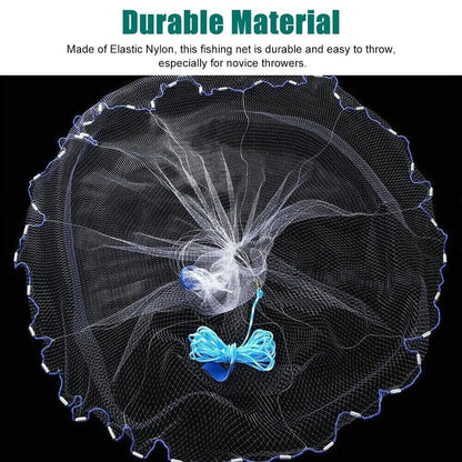 6/8/10/12/16FT Fishing Cast Net Bait Easy Throw Hand Cast Strong Nylon Mesh USA WEM Support (www.WEM.support)
