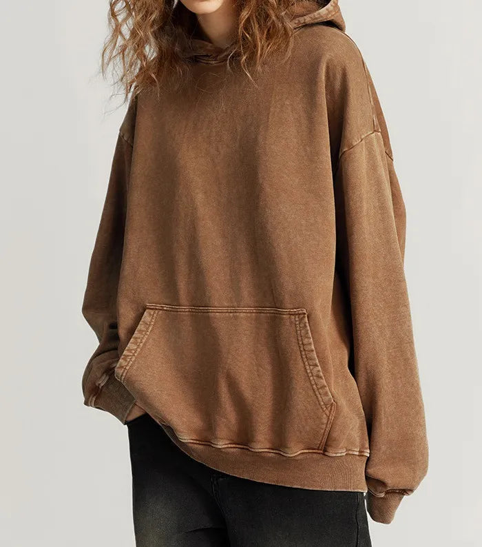 Thickened Washed Old Gradient Solid Color Batik Hooded Sweater For Men WEM Support (www.WEM.support)