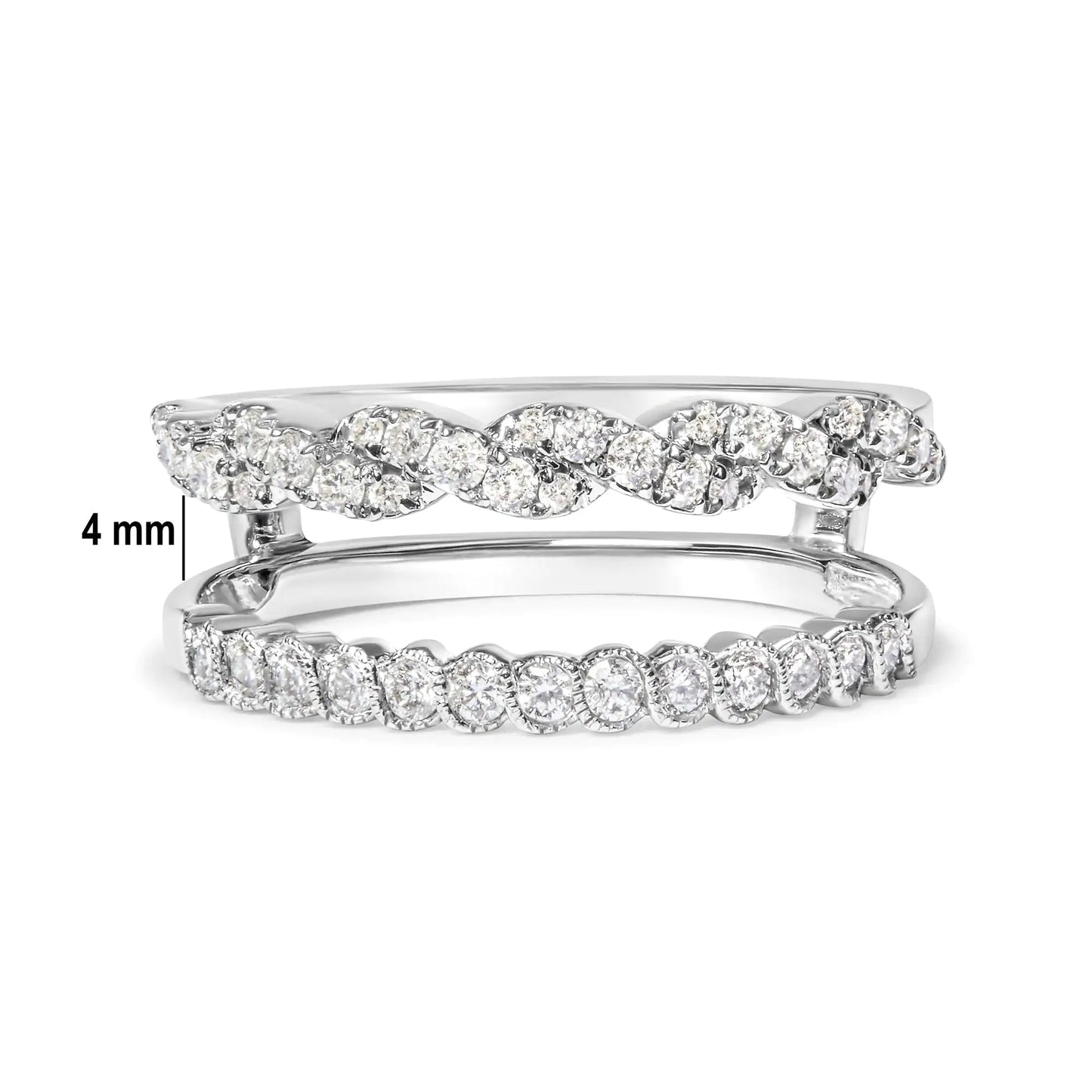 14k White Gold 1/2 Cttw Diamond Enhancer Wrap Ring Guard ( I-J Color, I2-I3 Clarity) WEM Support (www.WEM.support)