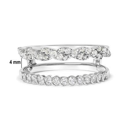 14k White Gold 1/2 Cttw Diamond Enhancer Wrap Ring Guard ( I-J Color, I2-I3 Clarity) WEM Support (www.WEM.support)
