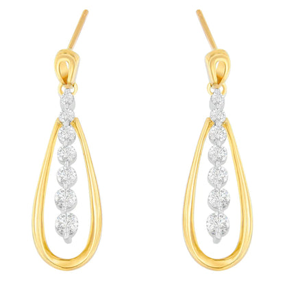 14K Two Toned Gold Dangling Diamond Drop Earrings (1.00cttw, H-I color,SI1-SI2 clarity) WEM Support (www.WEM.support)