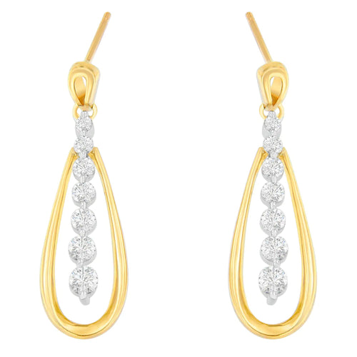 14K Two Toned Gold Dangling Diamond Drop Earrings (1.00cttw, H-I color,SI1-SI2 clarity) WEM Support (www.WEM.support)