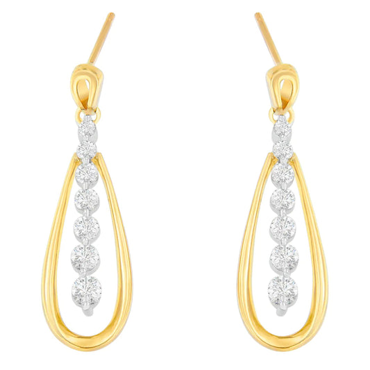 14K Two Toned Gold Dangling Diamond Drop Earrings (1.00cttw, H-I color,SI1-SI2 clarity) WEM Support (www.WEM.support)