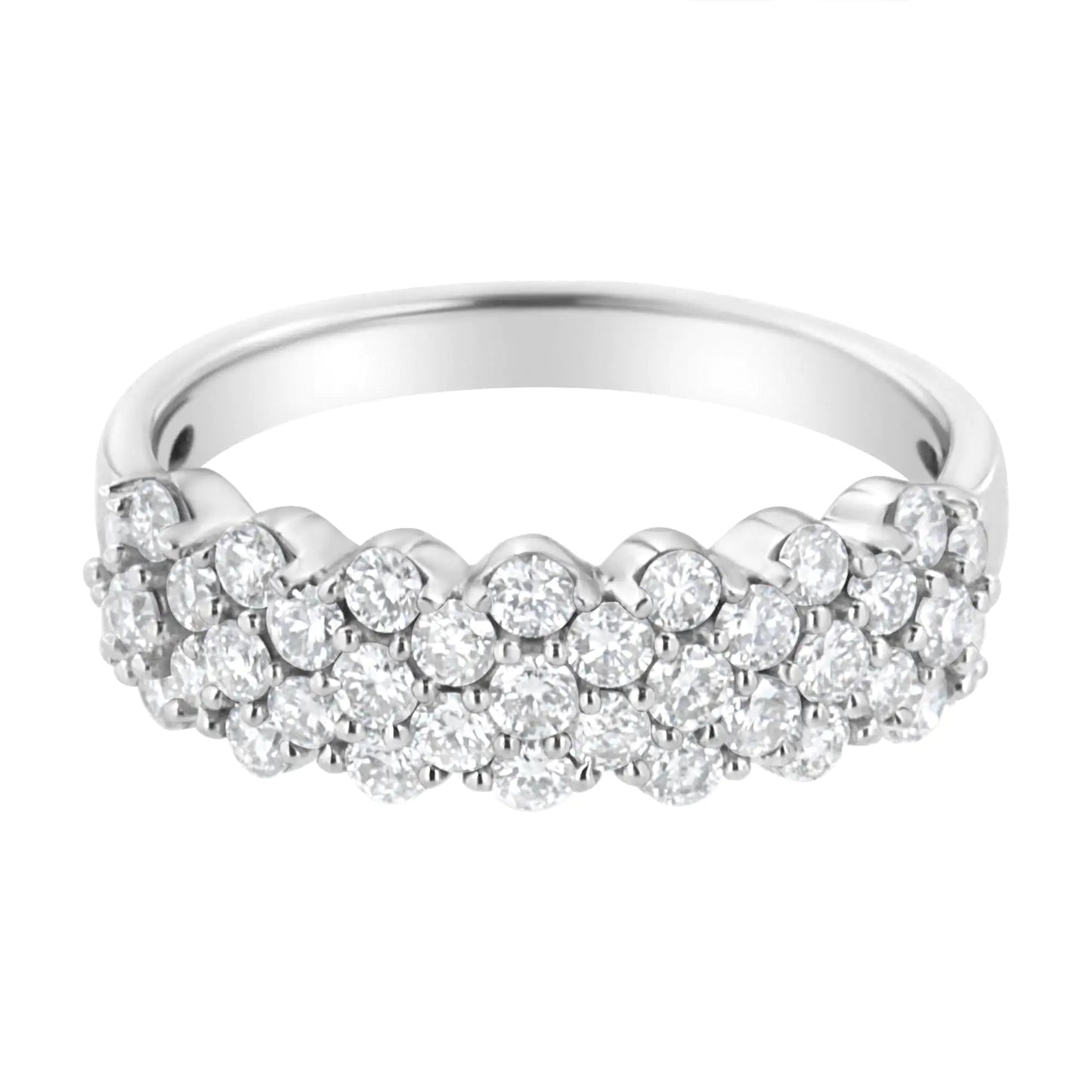 .925 Sterling Silver 1 cttw Lab Grown Diamond Cluster Band Ring (F-G Color, VS2-SI1 Clarity) WEM Support (www.WEM.support)