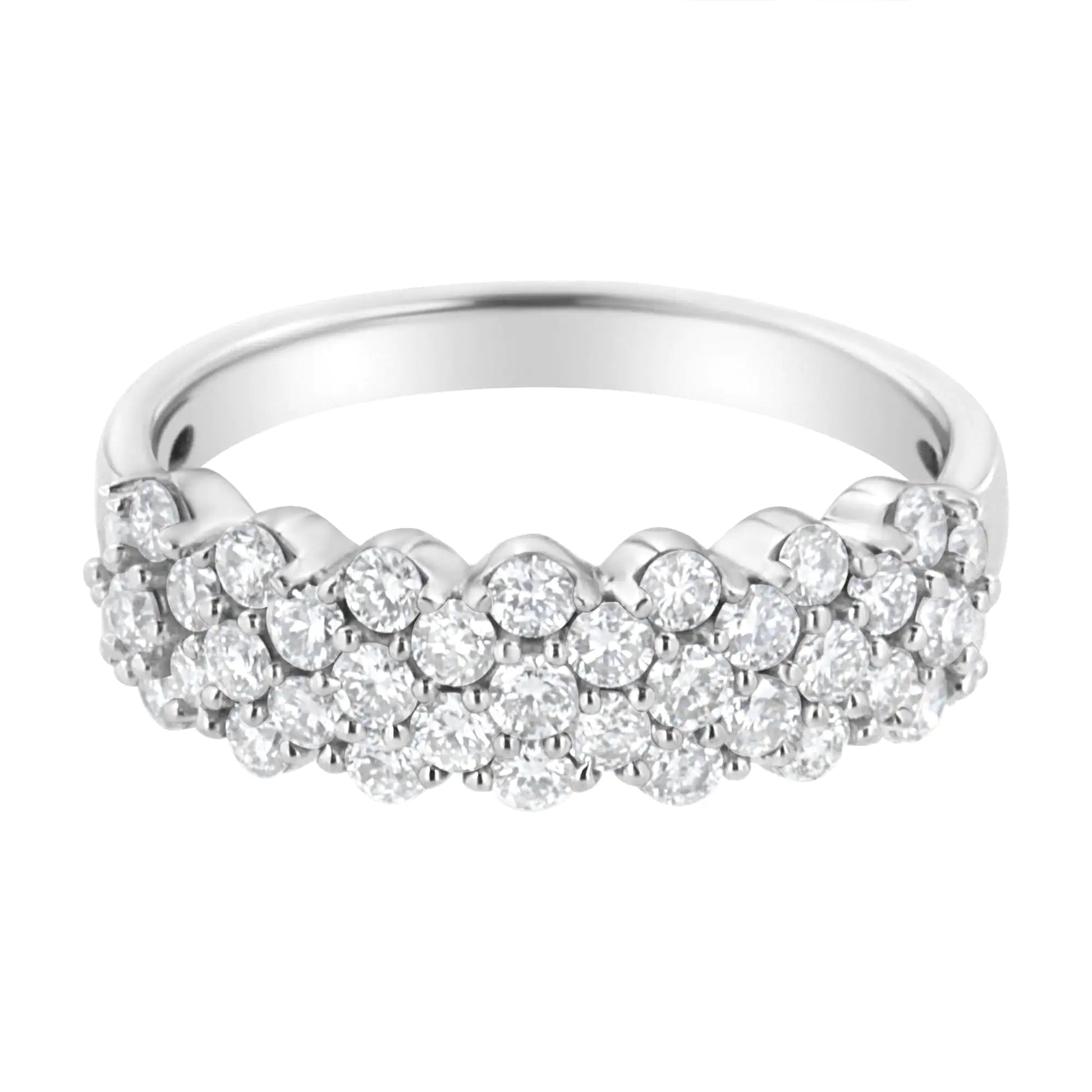 .925 Sterling Silver 1 cttw Lab Grown Diamond Cluster Band Ring (F-G Color, VS2-SI1 Clarity) WEM Support (www.WEM.support)
