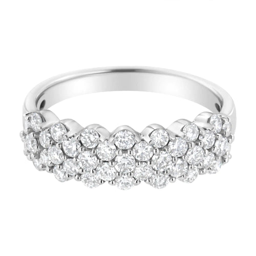 .925 Sterling Silver 1 cttw Lab Grown Diamond Cluster Band Ring (F-G Color, VS2-SI1 Clarity) WEM Support (www.WEM.support)