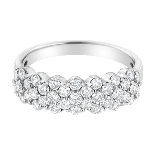 .925 Sterling Silver 1 cttw Lab Grown Diamond Cluster Band Ring (F-G Color, VS2-SI1 Clarity) WEM Support (www.WEM.support)