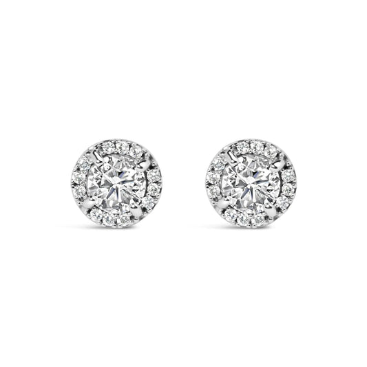 10K White Gold 1.00 Cttw Diamond Hidden Halo Stud Earring (H-I Color, I1-I2 Clarity) WEM Support (www.WEM.support)
